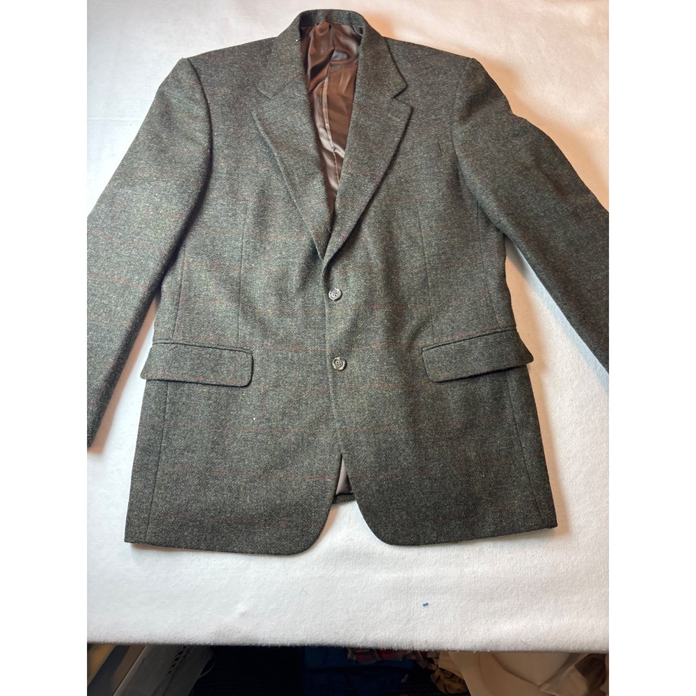 Today,s Man‎ Mens Harris Tweed Wool Blazer Gray Plaid 42 L